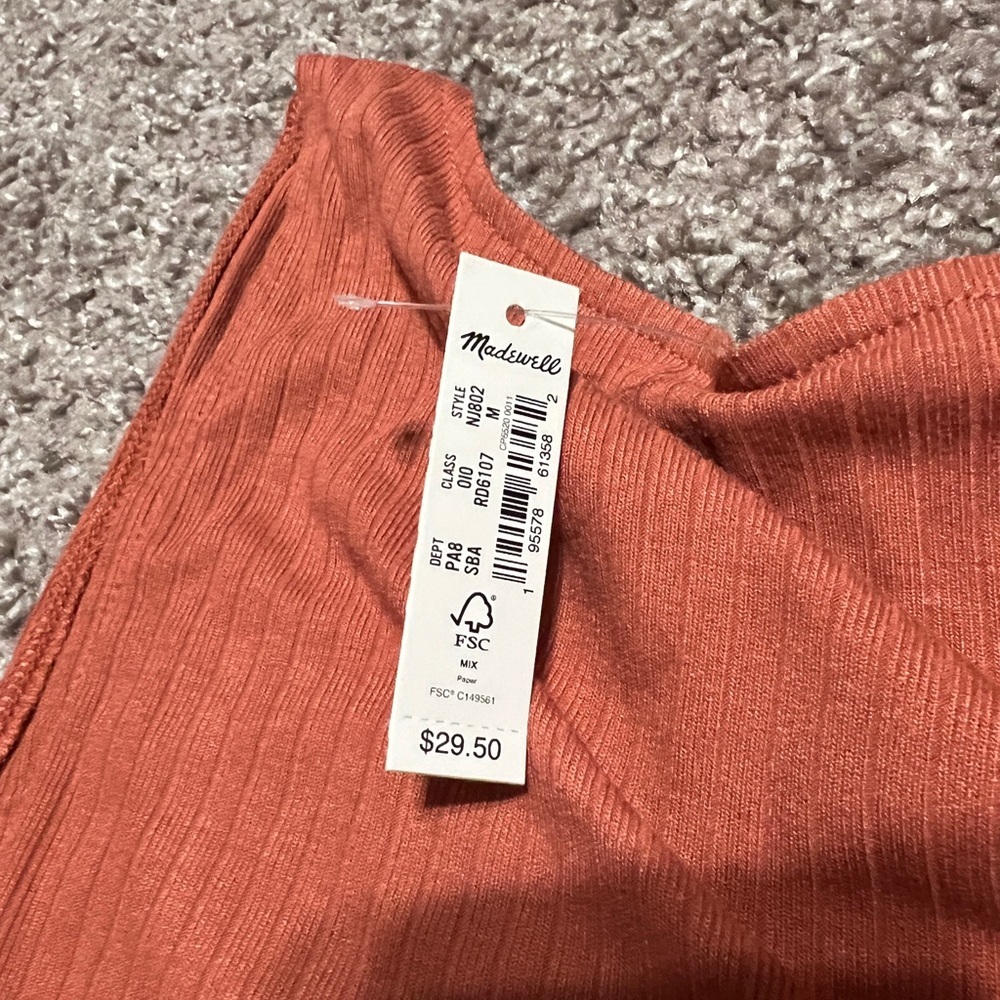 NWT Madewell Ribbed Bralette Tank Top in Orange “salvage barn” - Picture 4 of 4
